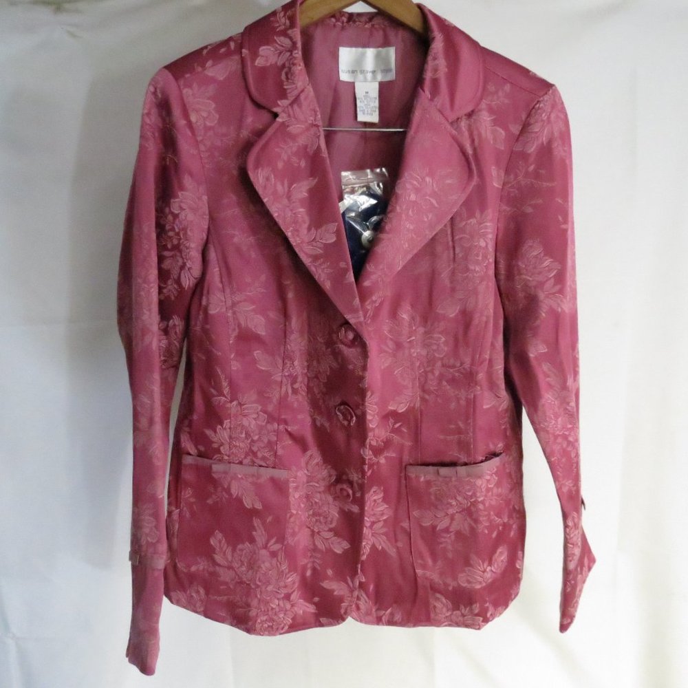 Susan Graver Style Women's M Blazer Pink Brocade